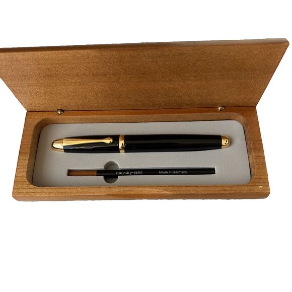 The Sharper Image Black Torpedo Rollerball Pen DA 260 In Wooden Gift Box NEW - Picture 1 of 8